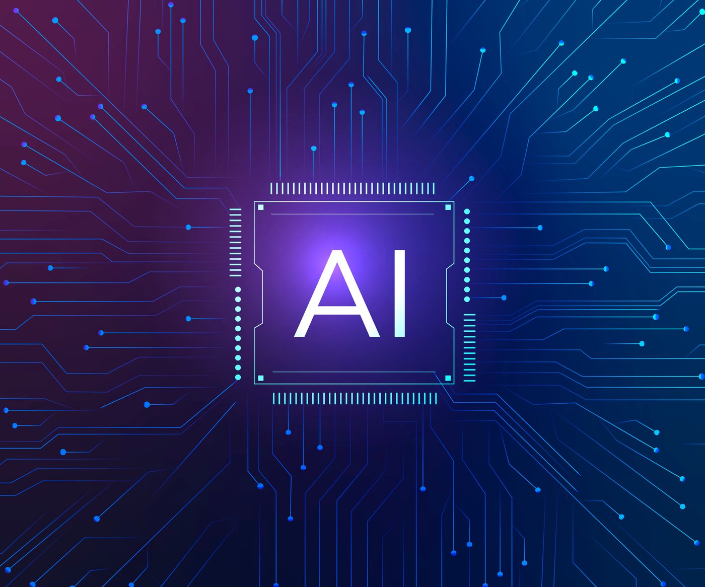 Chip con la sigla AI su un circuito luminoso, l'analisi dei dati applicata alle campagne